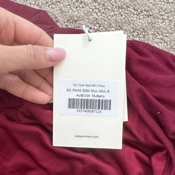 Pepper mayo pari mulberry Women’s Halter Neck Burgundy Dress - Picture 3 of 6